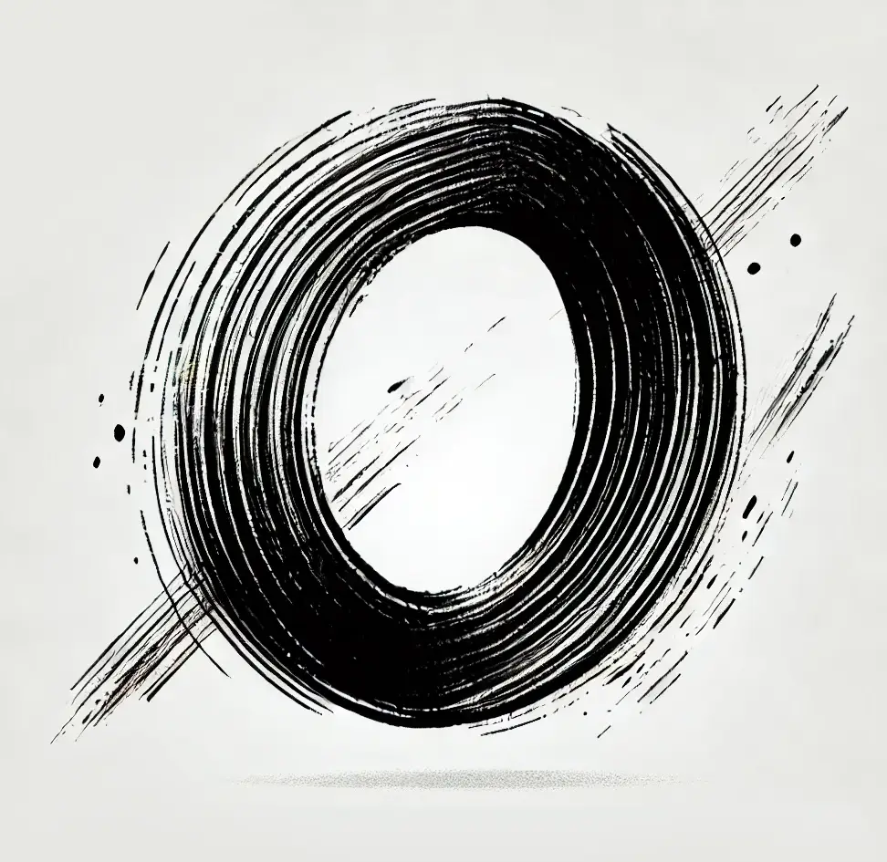 O letter Chinese brush stroke black ink hand drawing vector