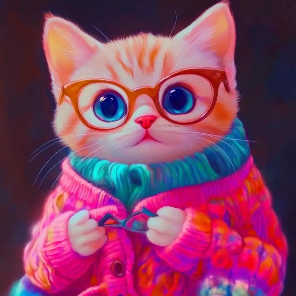 cat kitten pink cute doll stuffed toy painting