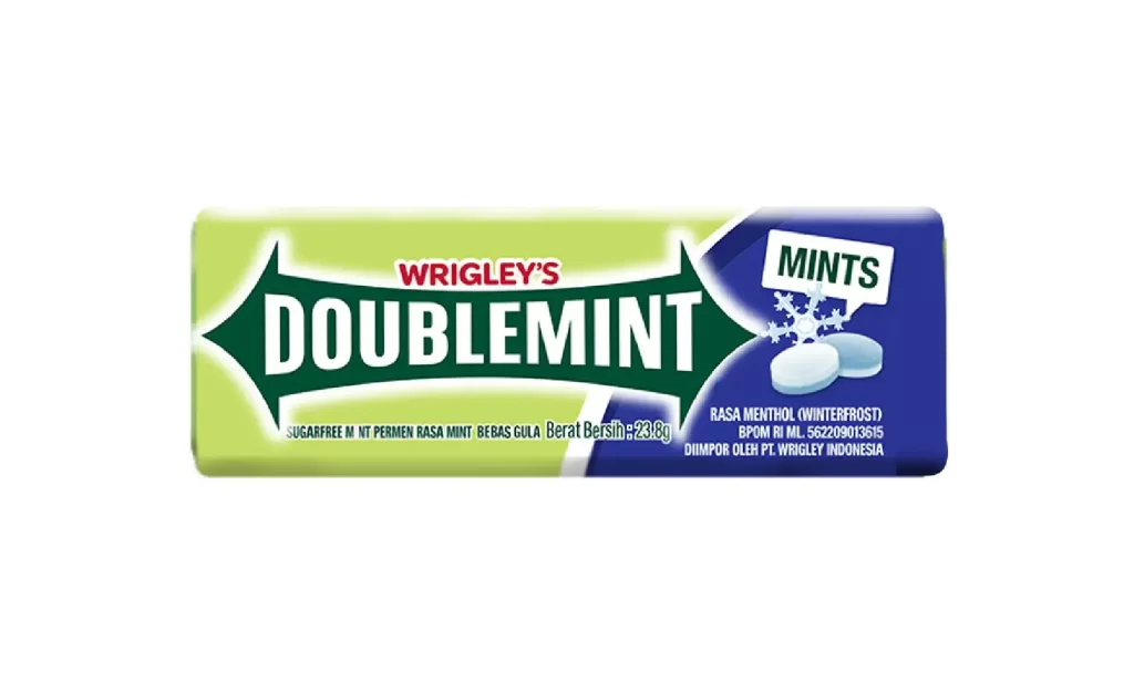Doublemint sugarfree intense mint yellow candy honey winterfrost flavour