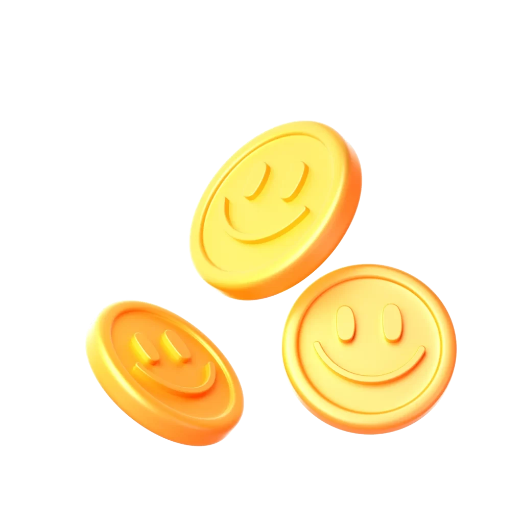gold golden smile coin C4D 3D Illustration