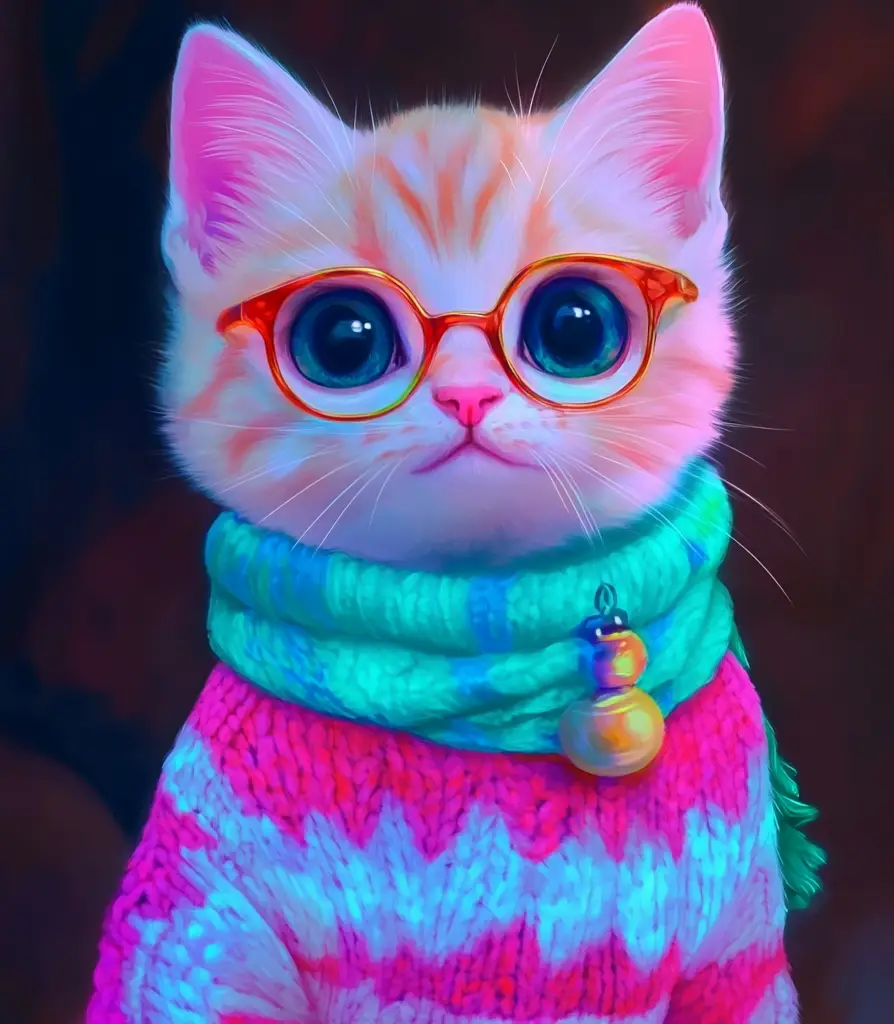 kitty cat pink cute doll stuffed toy painting