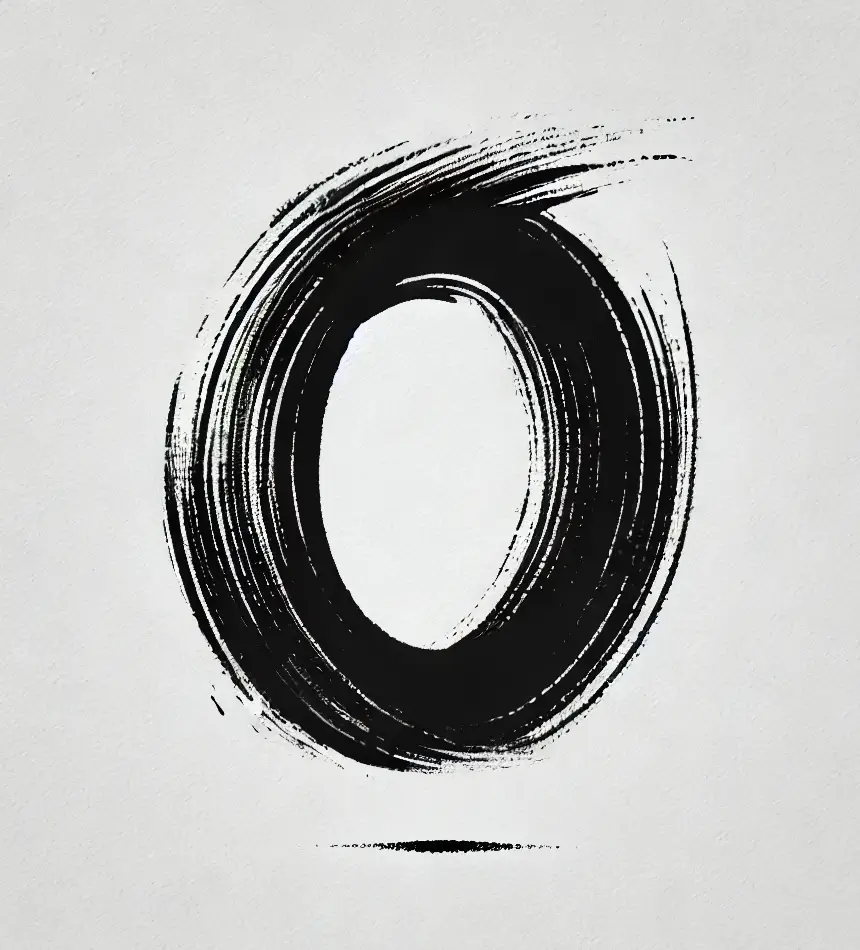 letter O Chinese brush stroke black ink hand drawing vector