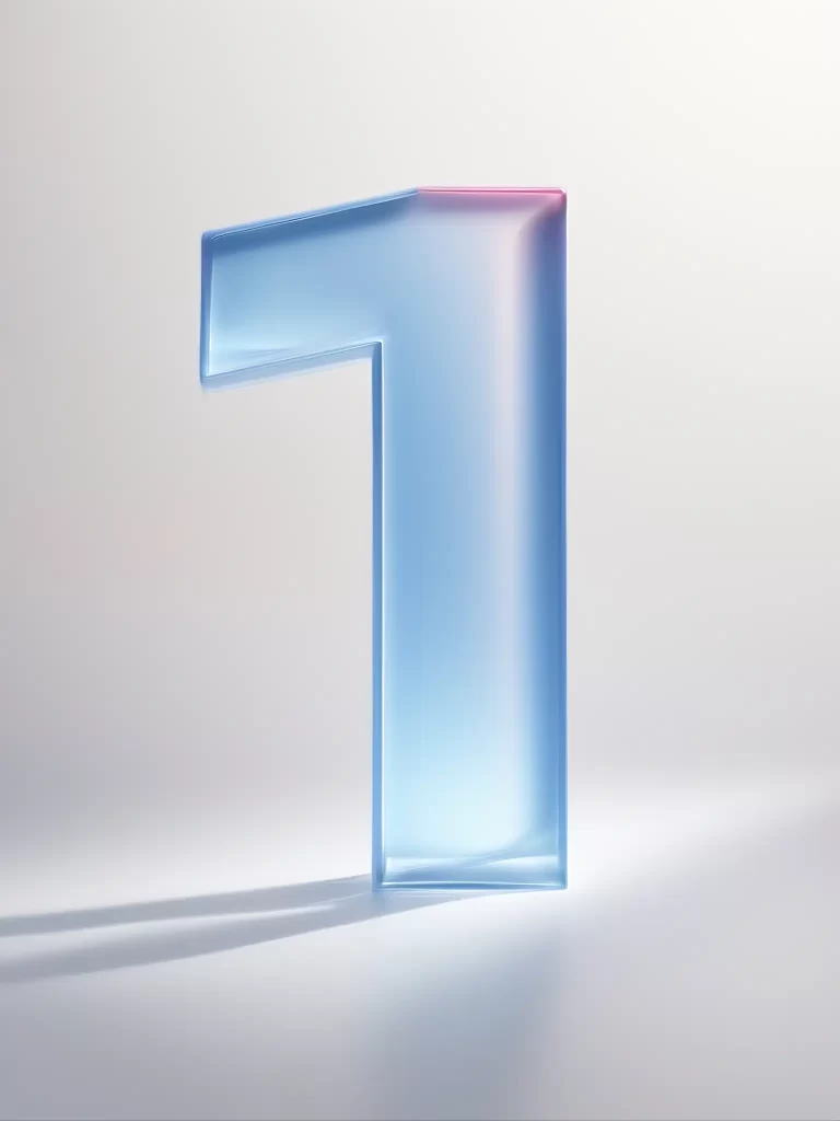 number 1 glass gradients shadow