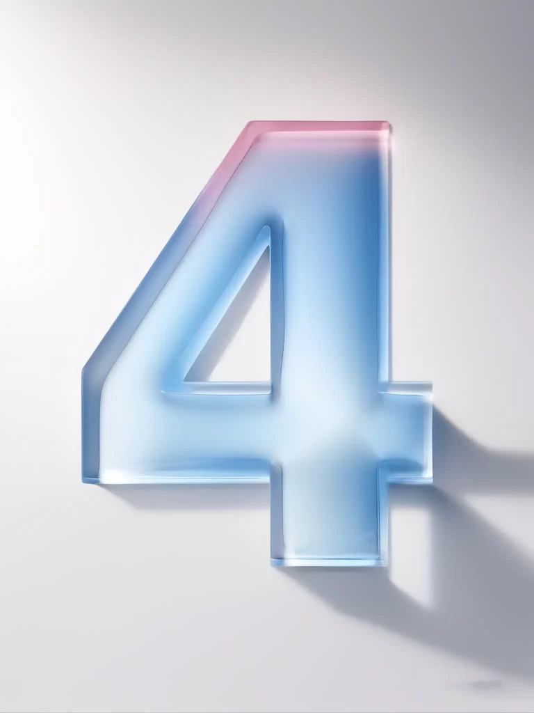 number 4 glass gradients shadow