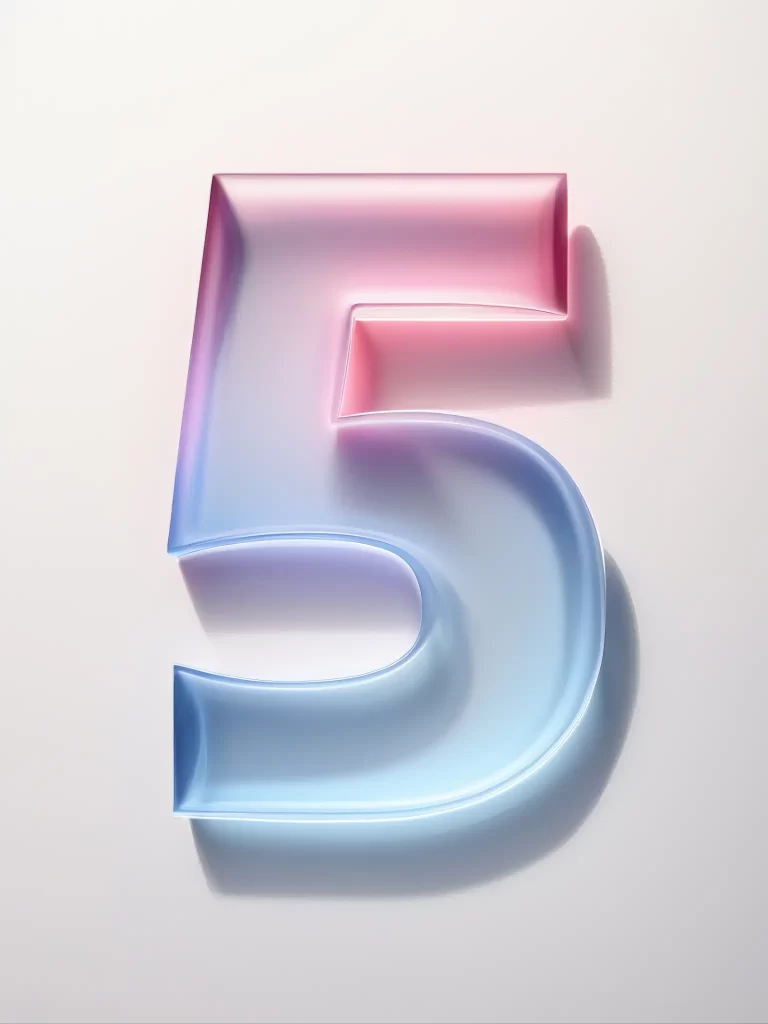 number 5 glass gradients shadow