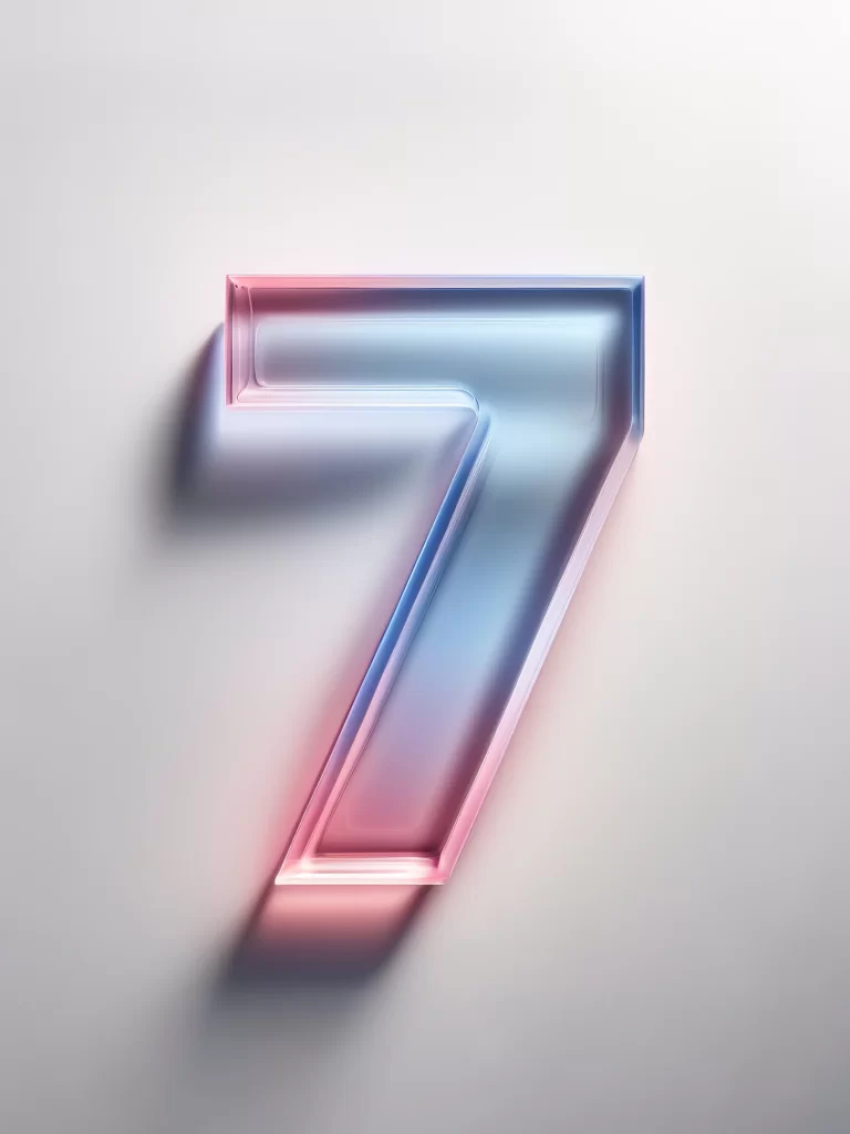 number 7 glass gradients shadow