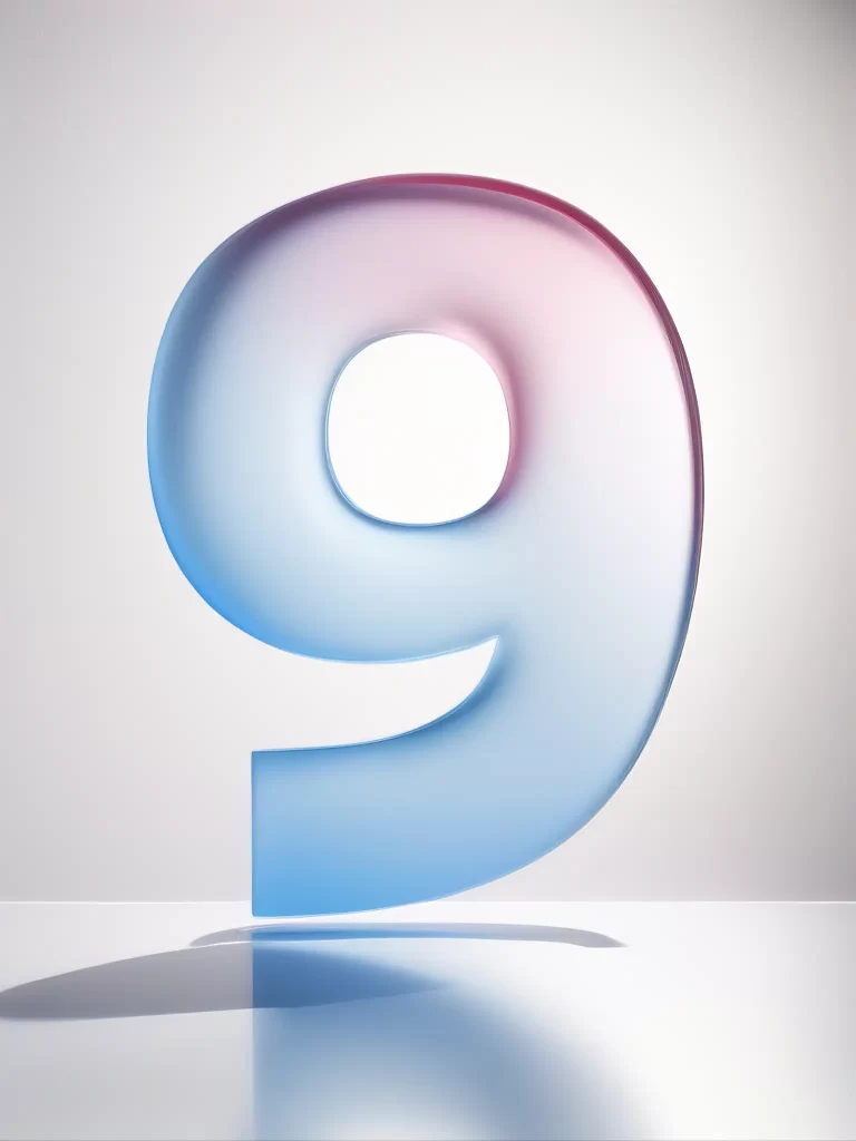 number 9 glass gradients shadow