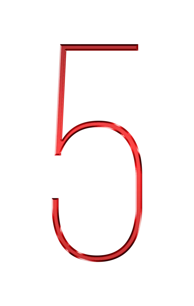 red number 5 thin