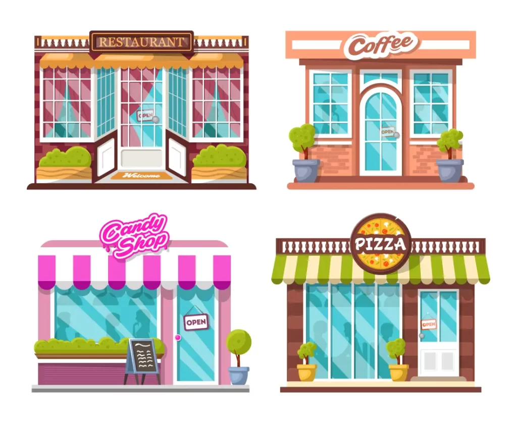 restaurant pizza coffee shop vector illustration