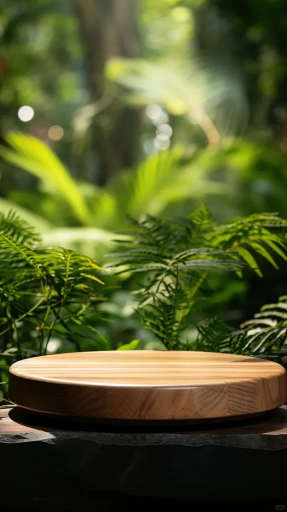 stage plant wooden background