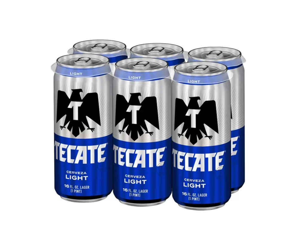 tecate light can blue beer six-pack