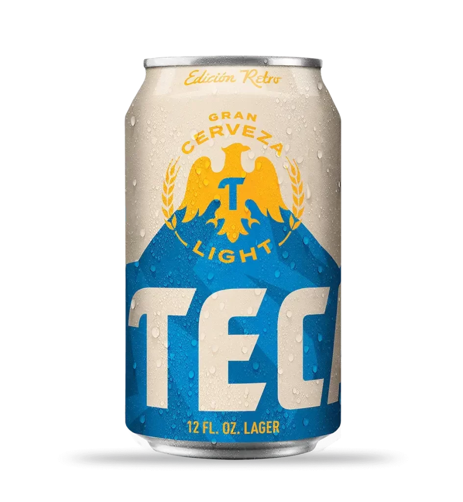 tecate light retro can blue beer