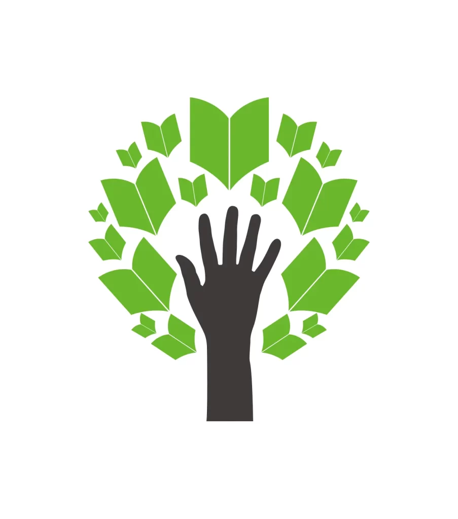 tree logo hand vector knowledge