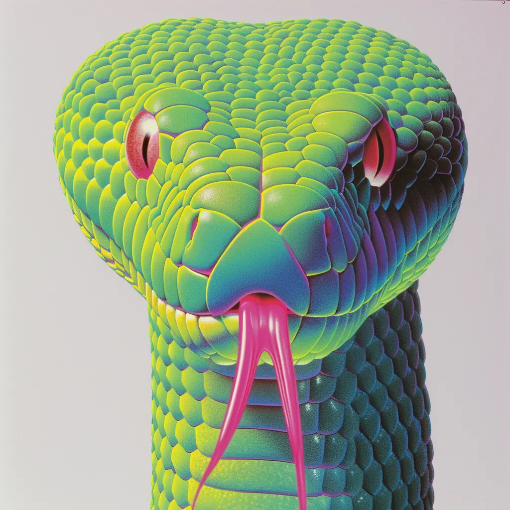snake front head close up illustration painting