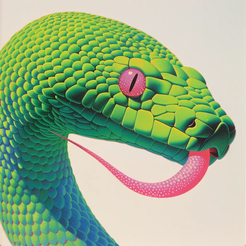 snake front head close up painting illustration