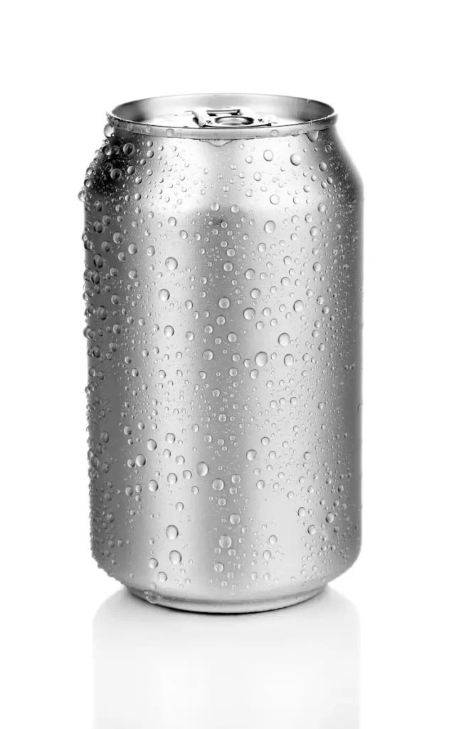 beverage can with water drops drink mockup