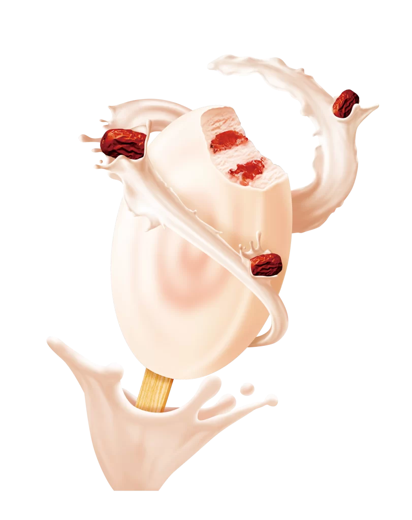 ice cream bar stick milk wave Chinese red date