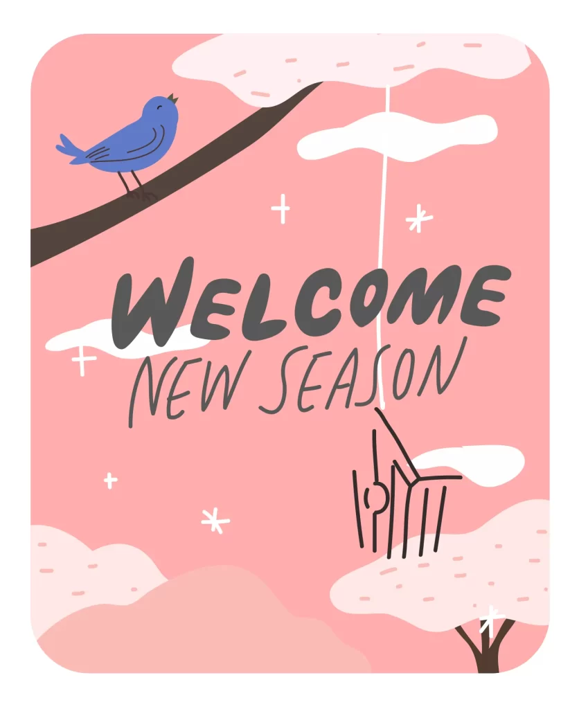 spring bird season tree trunk vector illustration