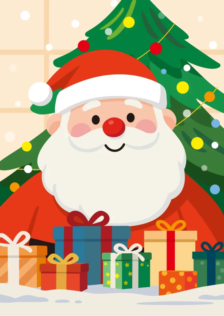 Father Christmas gift box Santa Claus vector illustration