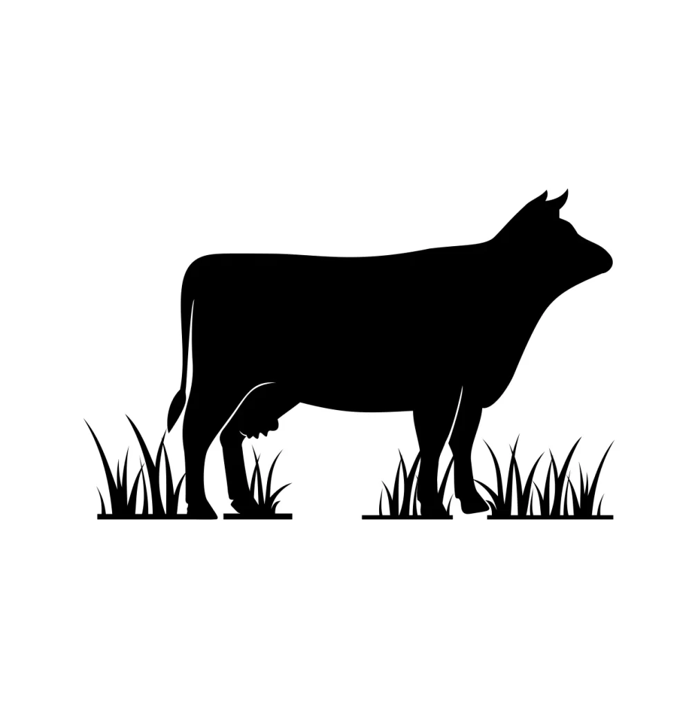 Silhouette cow grass vector illustration