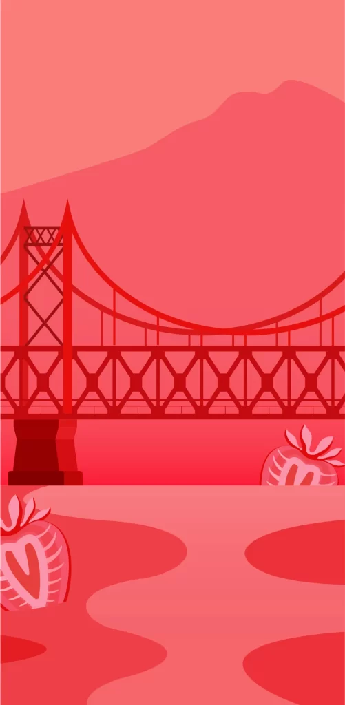 red background bridge vector illustration Strawberry