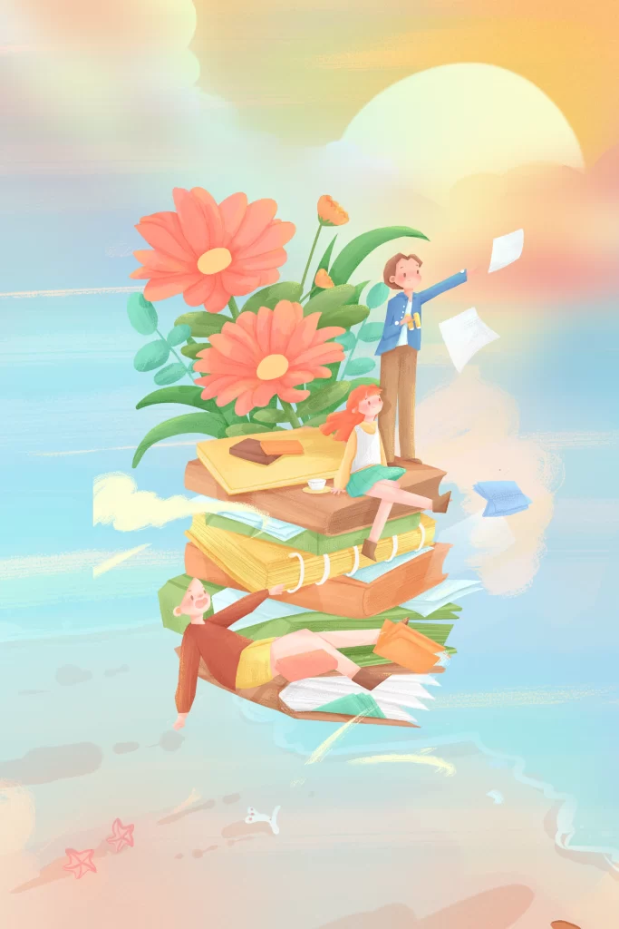 book flower illustration PSD
