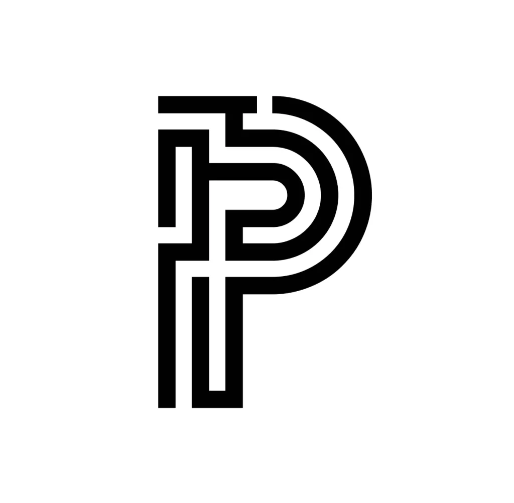 letter P vector logo wordmark lines