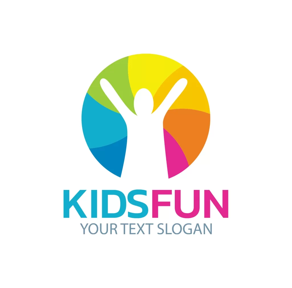 child people fun vector logo cheer