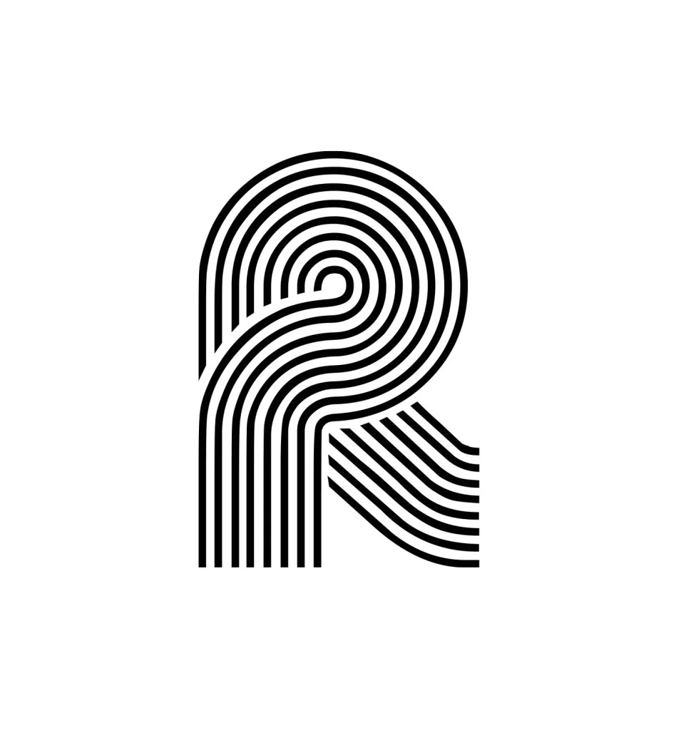 letter R vector logo wordmark lines