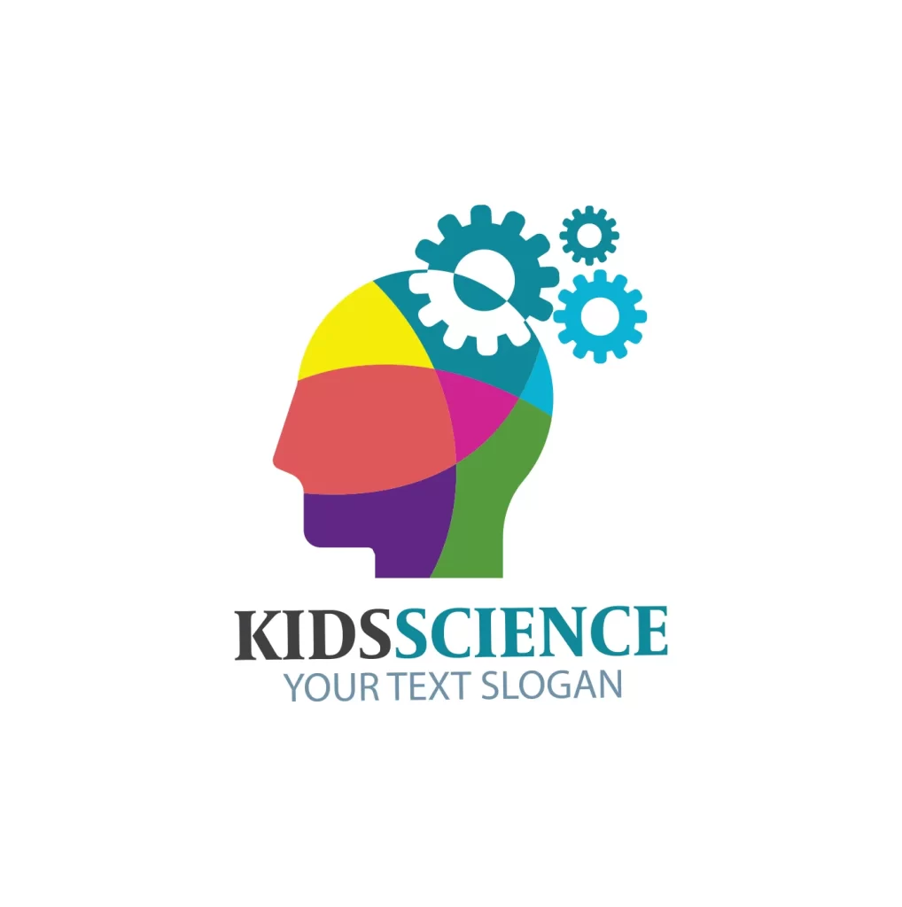 science kids intellect head vector logo
