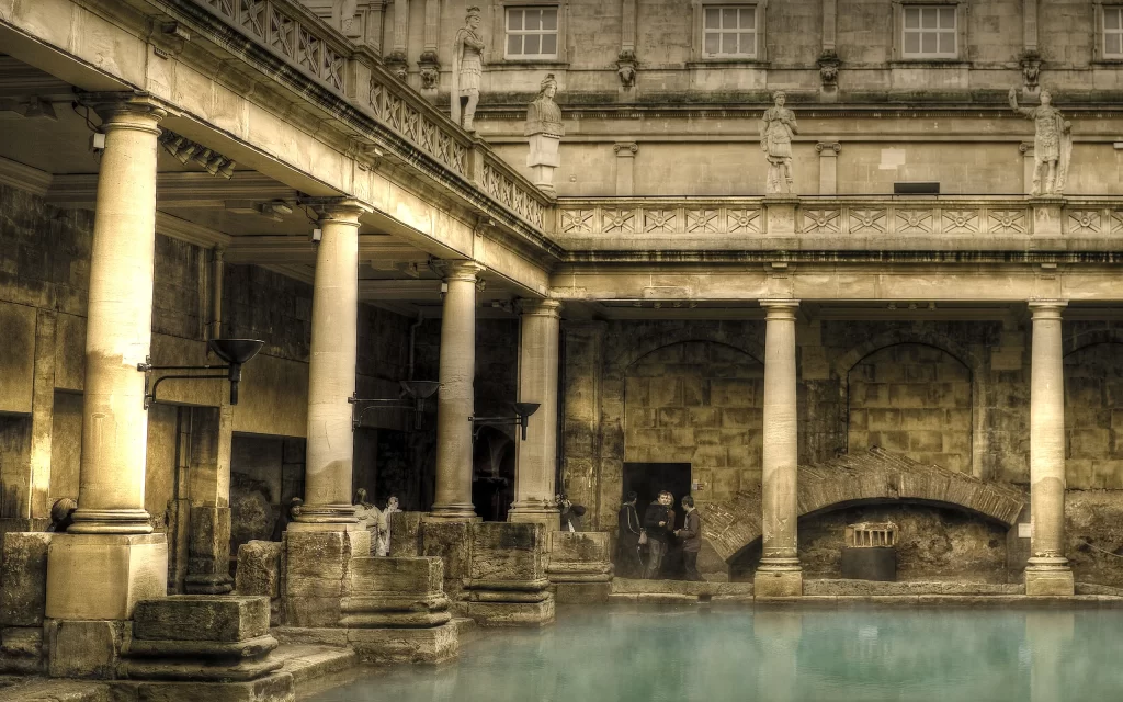 Ancient Architecture Columns Statues Pool Stone