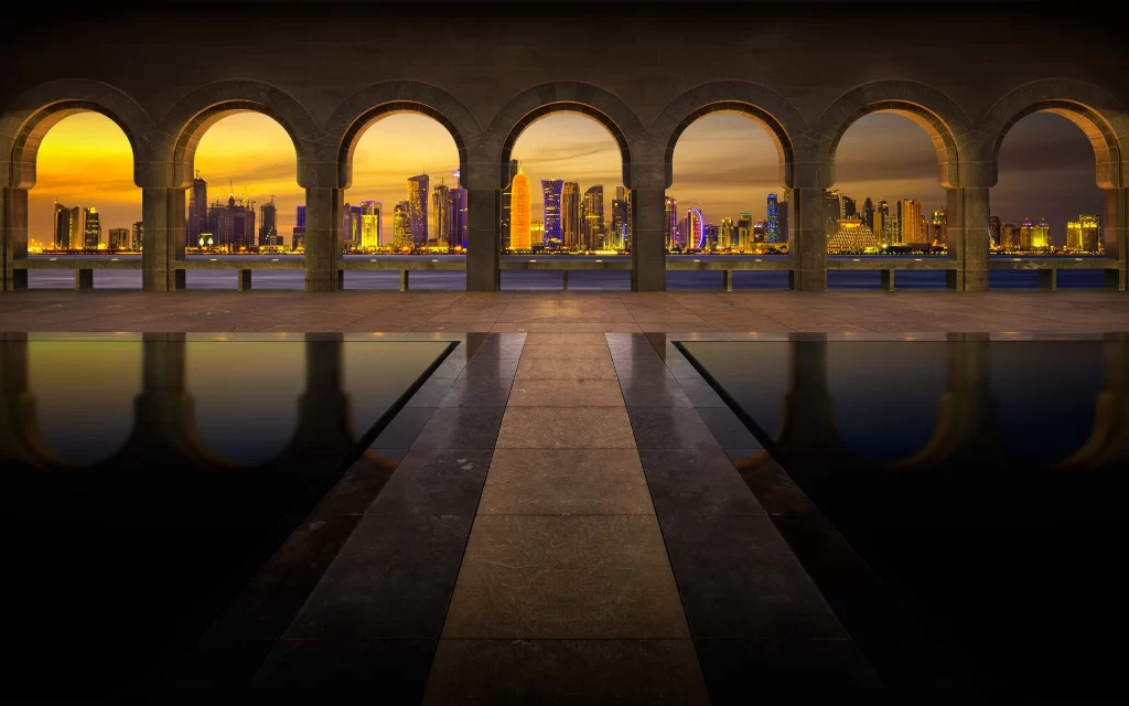 Arches Cityscape Reflections Water Skyline