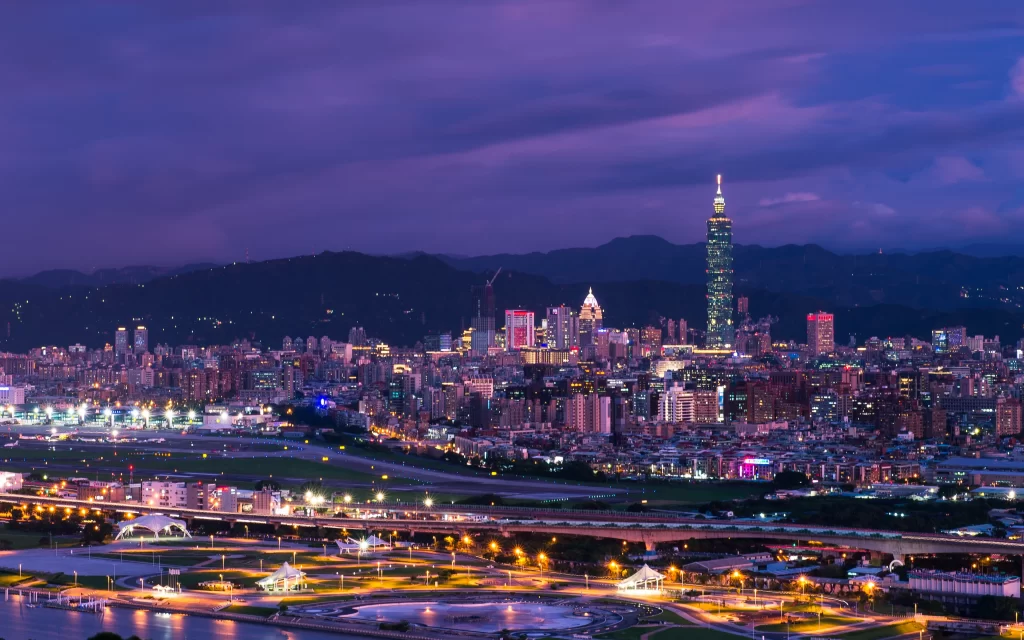 Cityscape Night Lights Urban Skyline Mountains