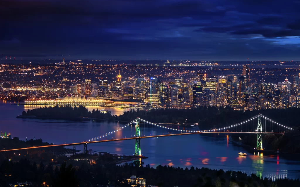 Cityscape Night Skyline Bridge Lights Water Reflection