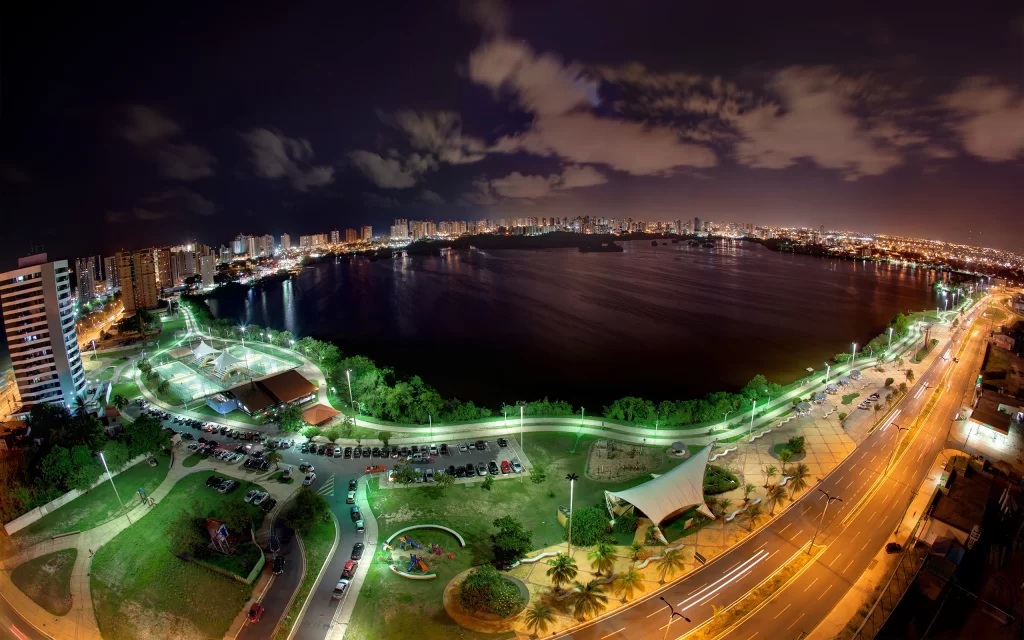 Cityscape Night Skyline Water Reflections Lights