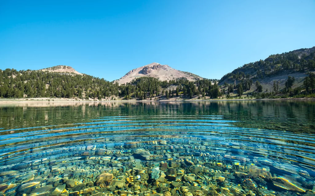 Clear Lake Mountain Forest Reflection Blue Sky