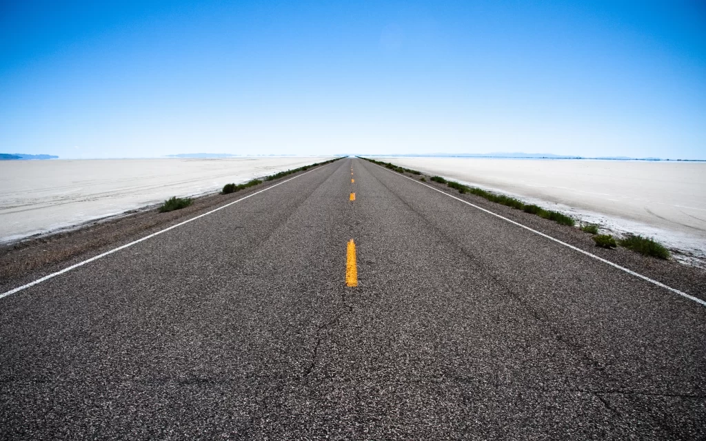 Desert Highway Straight Road Blue Sky
