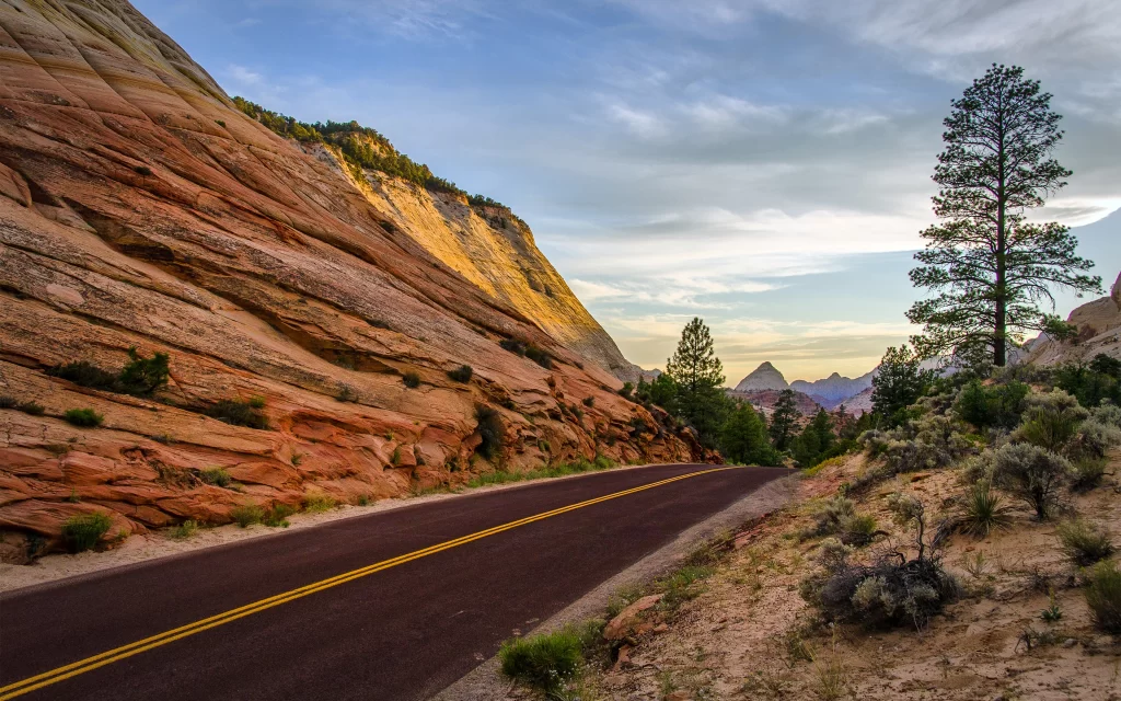 Desert Road Rocky Mountains Sparse Vegetation Clear Sky