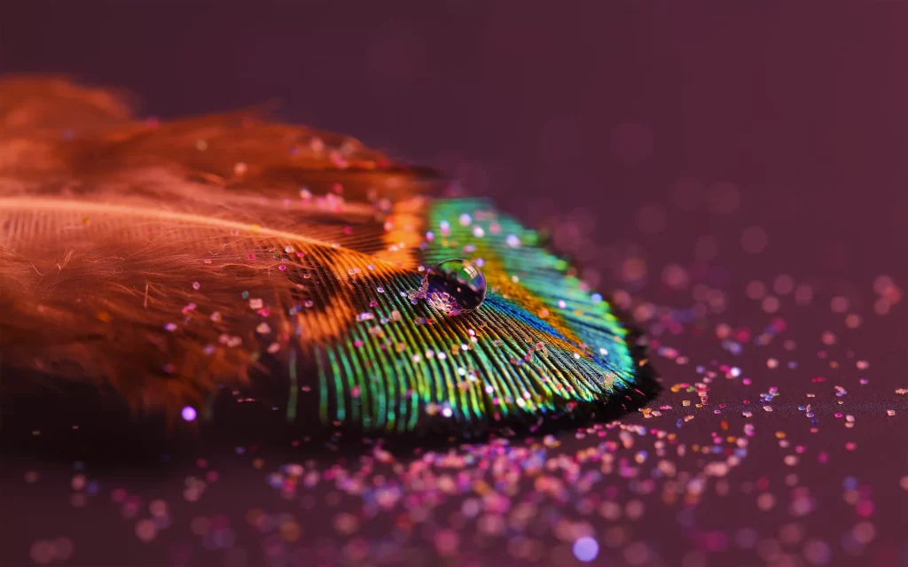 Feather Glitter Sparkle Waterdrop Rainbow Colors