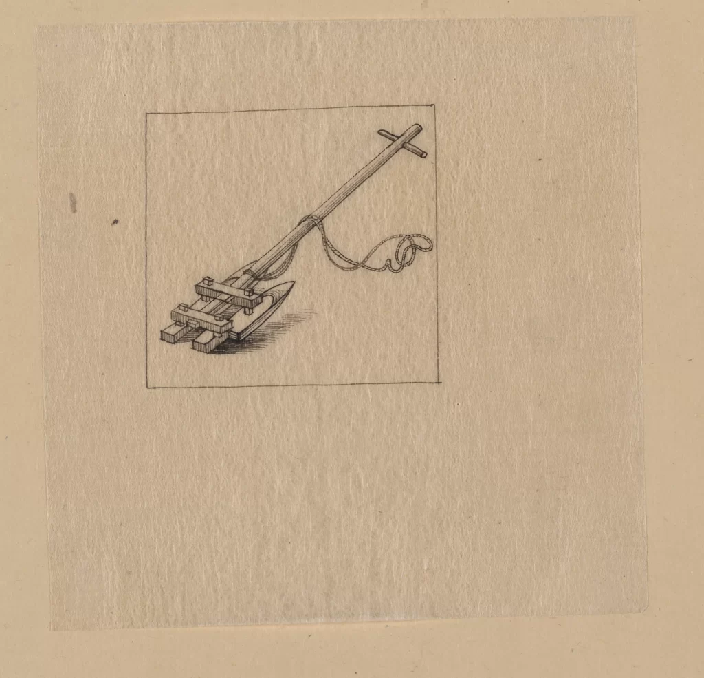 Ancient Tool Wooden Rope Simple Illustration
