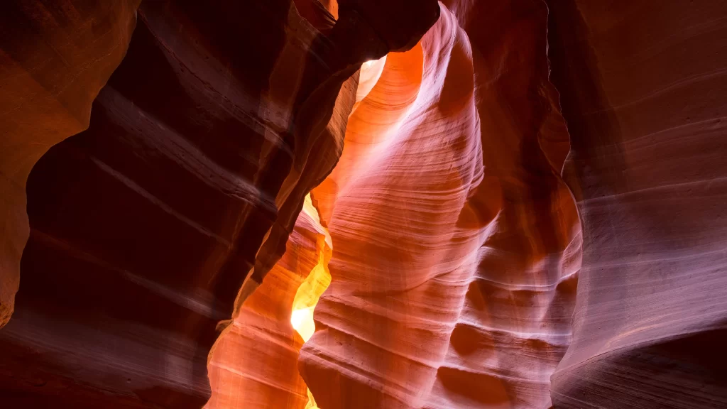 Antelope Canyon rock formations sunlight shadows erosion geological