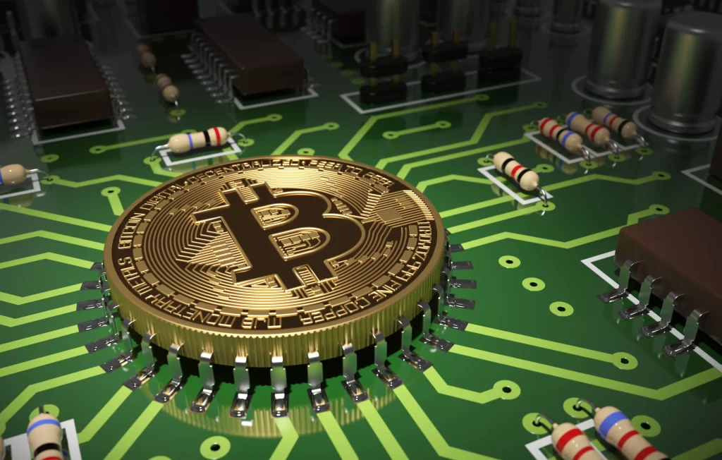 Bitcoin cryptocurrency circuit board technology digital currency electronic comp