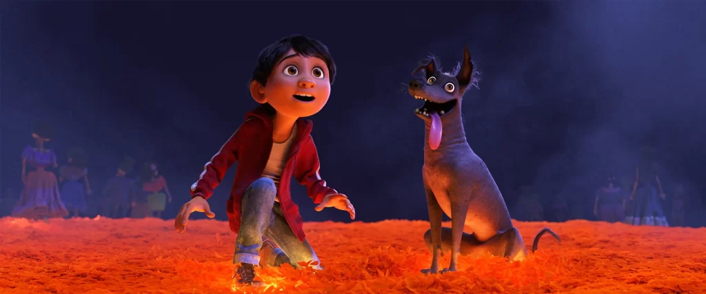 Boy dog fire night fantasy adventure