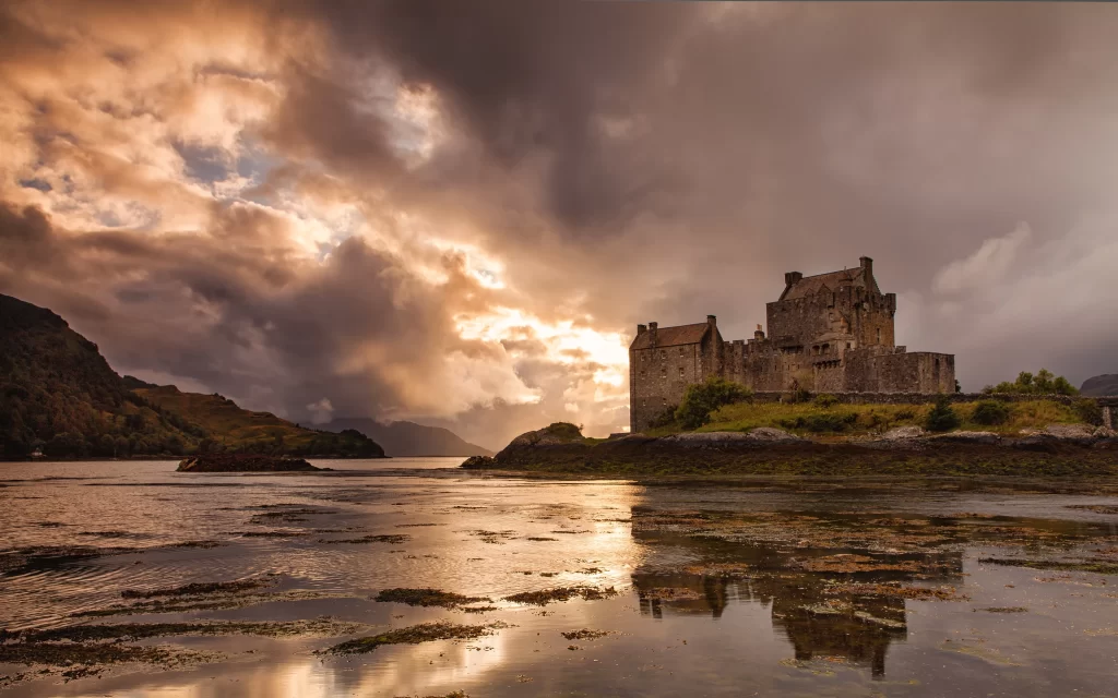 Castle Clouds Reflection Water Sunset Nature