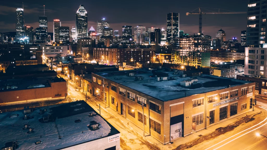 Cityscape night buildings lights urban skyline