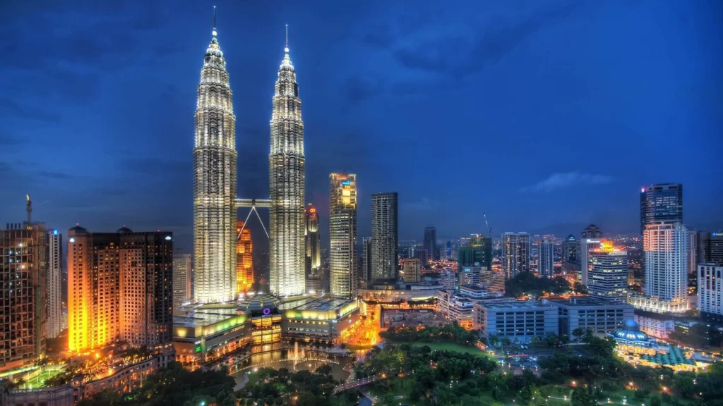 Cityscape, skyscrapers, night, lights, architecture, urban