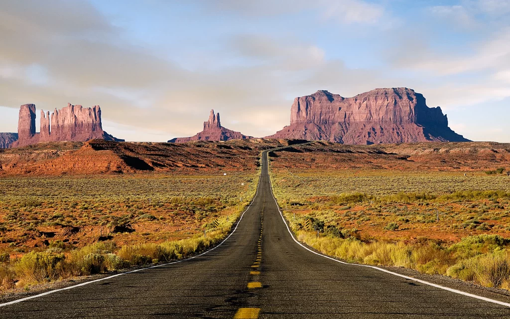 Desert Road Mountains Sky Horizon Scenery
