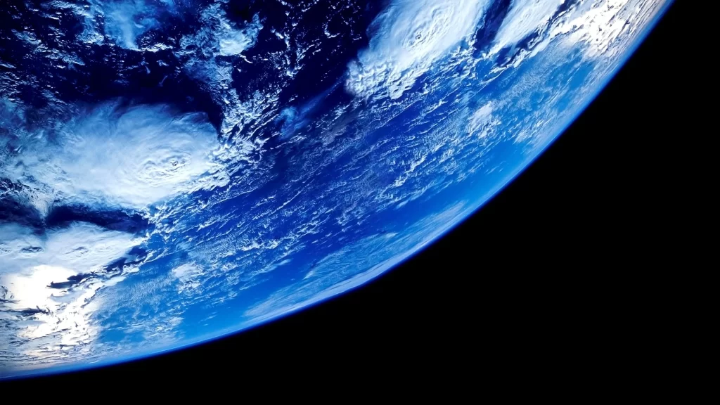 Earth atmosphere clouds blue curvature space horizon environment