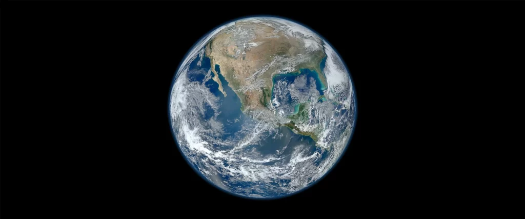 Earth, space, satellite, continents, oceans, clouds