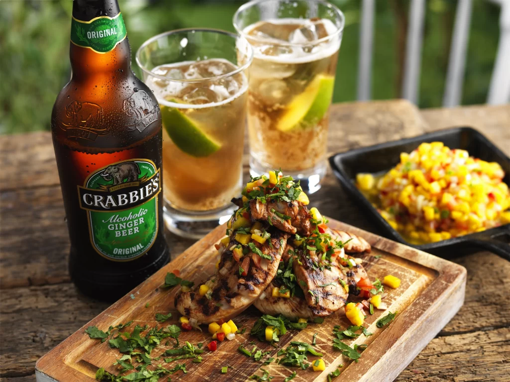 Food drink ginger beer lime salad wooden table